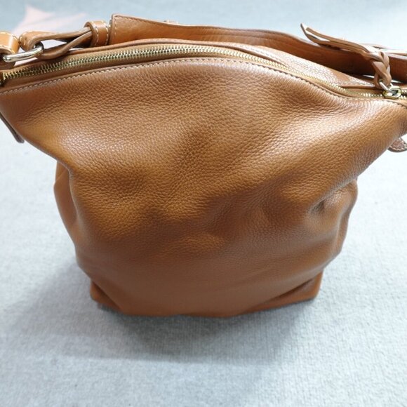 Dooney & Bourke Womens Handbag Tote Beige Leather Hobo Zip Dillen - Picture 4 of 13